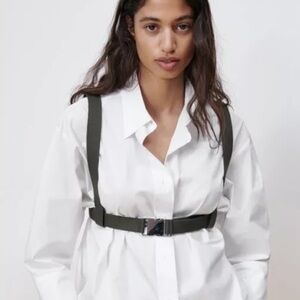 Zara Harness Belt Bundle Canvas Green Black Metal Clasp Sz 32 Med